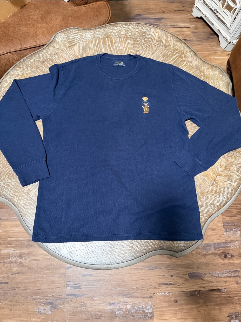 Polo by Ralph Lauren Navy Thermal Long-Sleeve Crewneck with Bear Patch